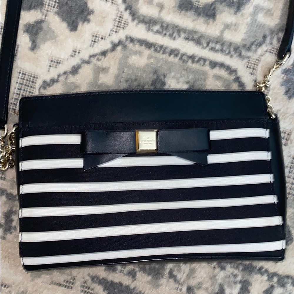 Kate Spade Black and White Crossbody Bag with Bow Accent